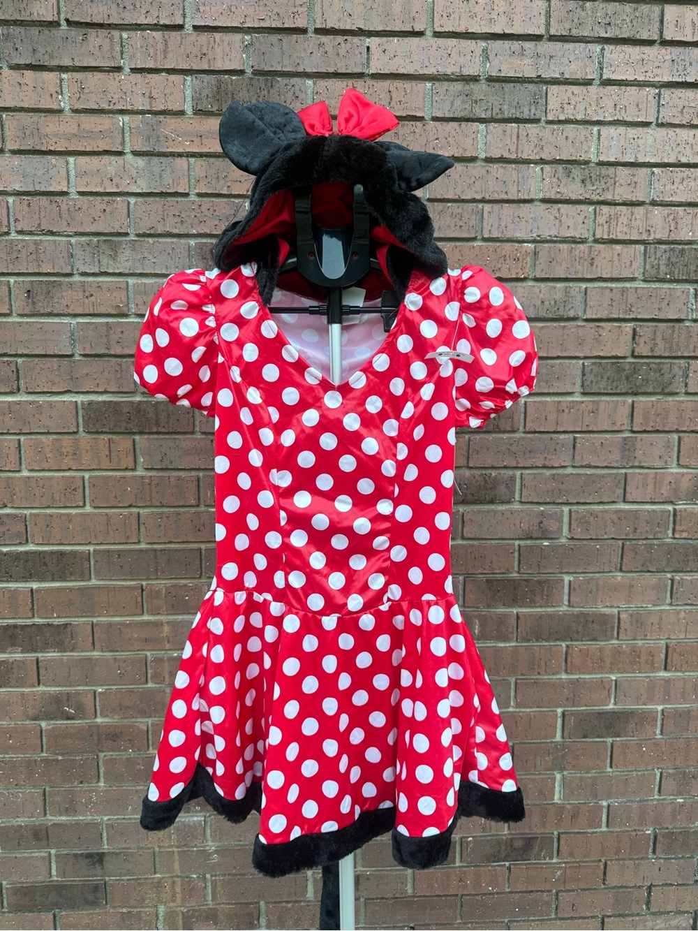 Teen Cartoon Mouse Halloween Costume Dress Hooded One Size Red Polka Dot New Y2K